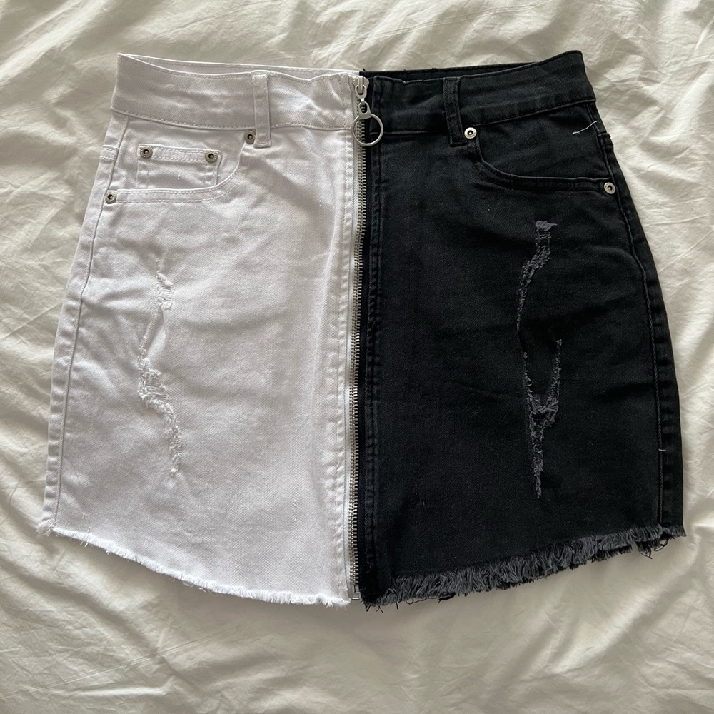 Dance & Marvel Black and White Denim Skirt
